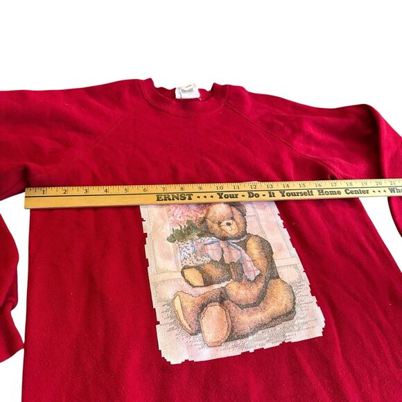 VTG‎ WRANGLER Sweats Sweatshirt Dress Large Red Christmas Bear USA - Picture 6 of 13